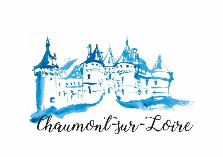 Illustration pour une carte de table, thème des chaâteaux de Loire, Chaumont-sur-Loire
