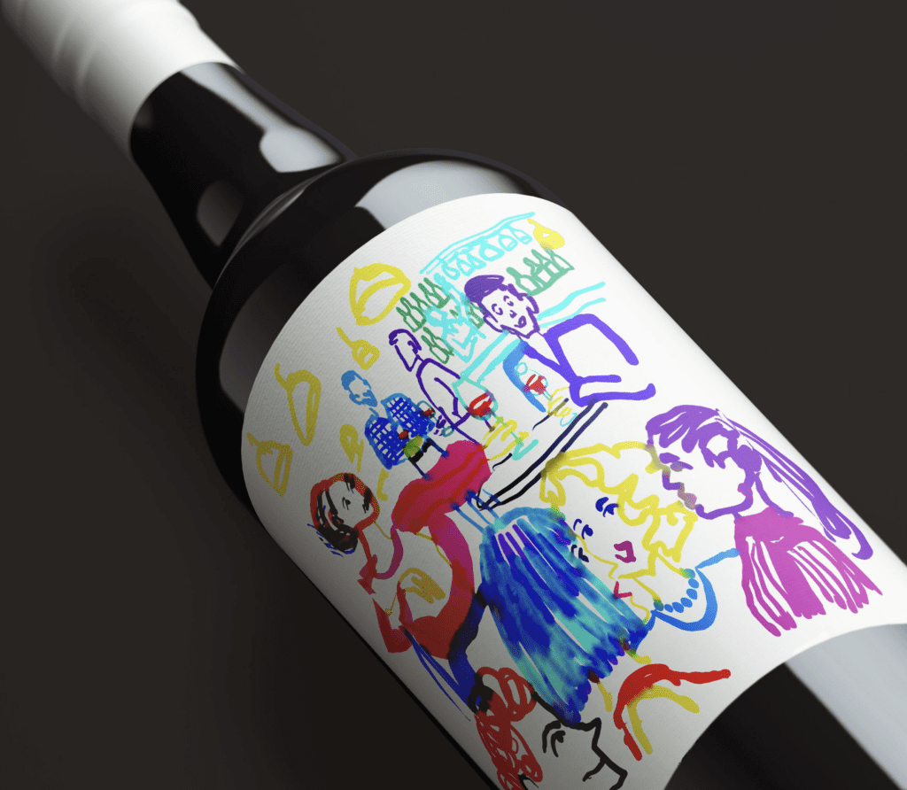Illustration étiquette de vin français en UK